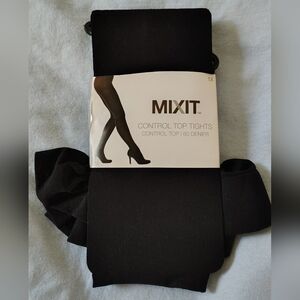 Mixit Classic Black Control Top Tights Size 1X.